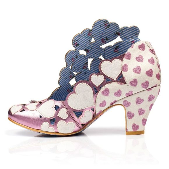 New Irregular Choice Heart Pink & White Wedding Heels Shoes 5.5 USA / 36 EU - Picture 5 of 5
